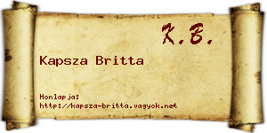 Kapsza Britta névjegykártya